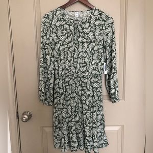 Green & White Floral Midi Dress
